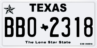 TX license plate BBO2318