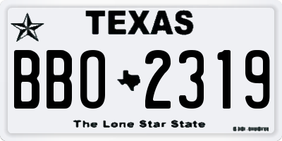 TX license plate BBO2319