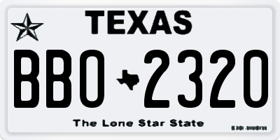 TX license plate BBO2320