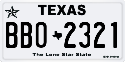 TX license plate BBO2321