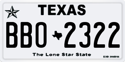 TX license plate BBO2322