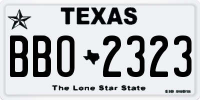 TX license plate BBO2323