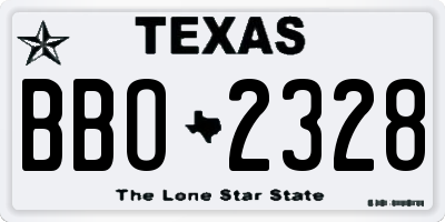 TX license plate BBO2328