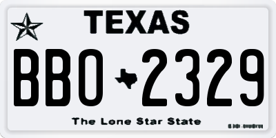 TX license plate BBO2329