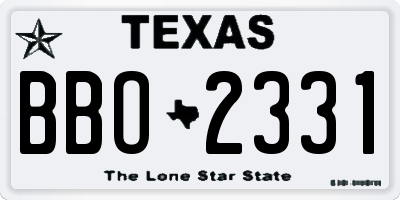 TX license plate BBO2331