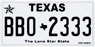TX license plate BBO2333