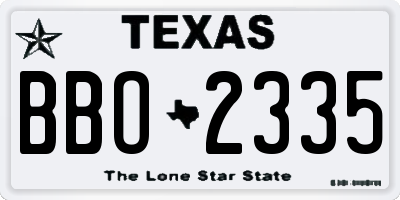TX license plate BBO2335