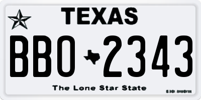 TX license plate BBO2343