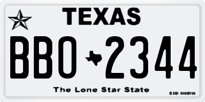 TX license plate BBO2344