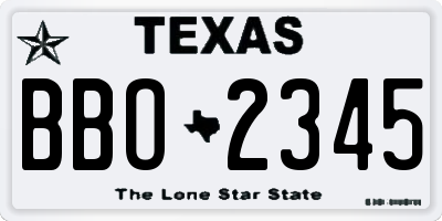 TX license plate BBO2345
