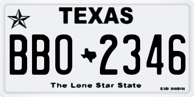 TX license plate BBO2346