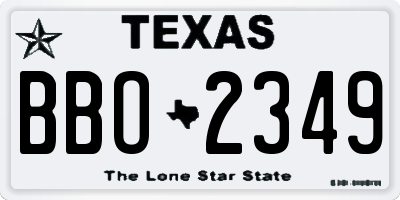 TX license plate BBO2349