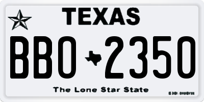 TX license plate BBO2350