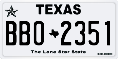 TX license plate BBO2351