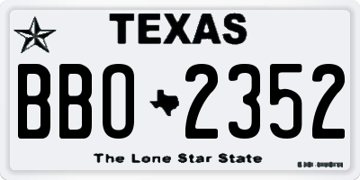 TX license plate BBO2352