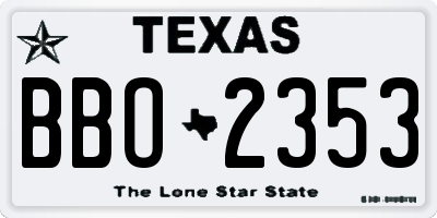 TX license plate BBO2353