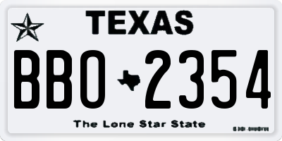 TX license plate BBO2354