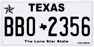 TX license plate BBO2356