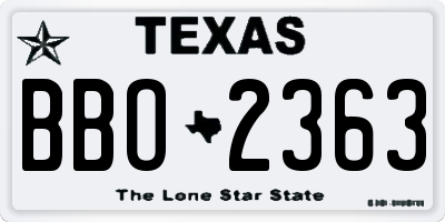 TX license plate BBO2363