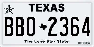 TX license plate BBO2364