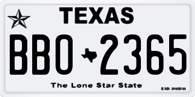 TX license plate BBO2365