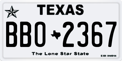 TX license plate BBO2367