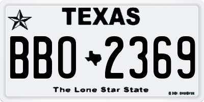 TX license plate BBO2369