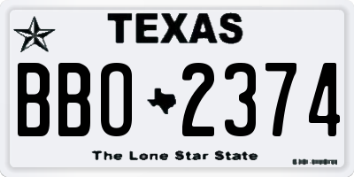 TX license plate BBO2374