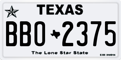 TX license plate BBO2375
