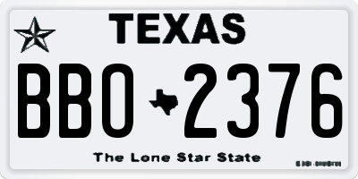 TX license plate BBO2376