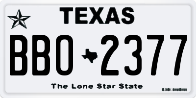 TX license plate BBO2377