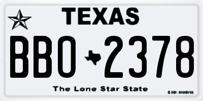 TX license plate BBO2378