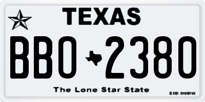 TX license plate BBO2380