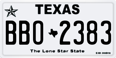 TX license plate BBO2383