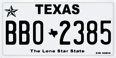 TX license plate BBO2385