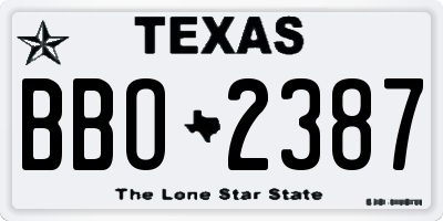 TX license plate BBO2387