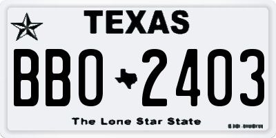 TX license plate BBO2403