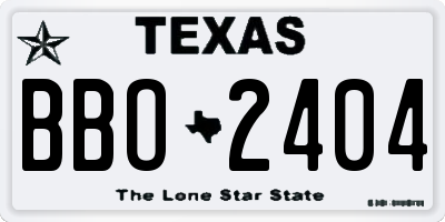 TX license plate BBO2404