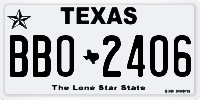 TX license plate BBO2406
