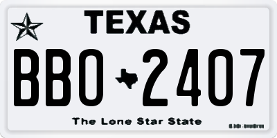 TX license plate BBO2407