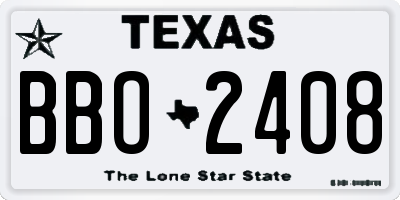 TX license plate BBO2408