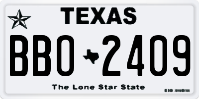 TX license plate BBO2409