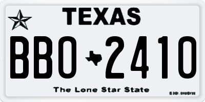 TX license plate BBO2410