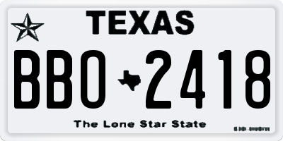 TX license plate BBO2418