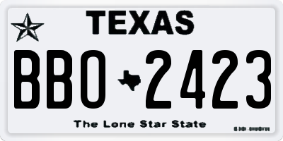 TX license plate BBO2423