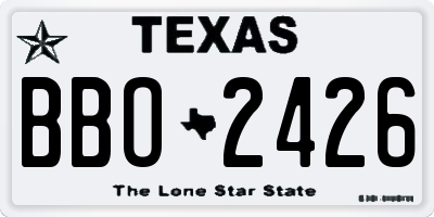 TX license plate BBO2426