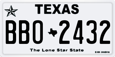 TX license plate BBO2432