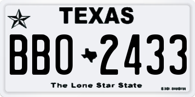 TX license plate BBO2433