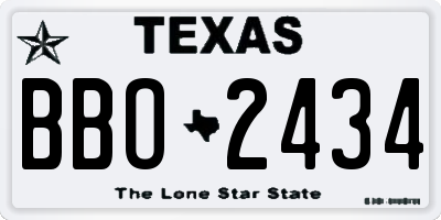 TX license plate BBO2434