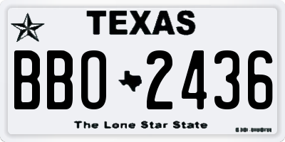TX license plate BBO2436